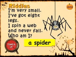 Spider Riddle Kids Halloween riddles quiz | PPT