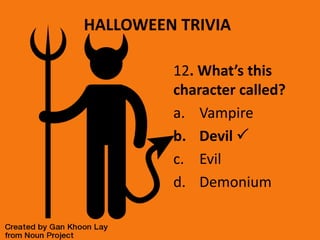 HALLOWEEN TRIVIA
12. What’s this
character called?
a. Vampire
b. Devil 
c. Evil
d. Demonium
 