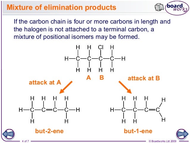 elimination reactions The reaction mechanism for alkyl halides in an elimination reaction is different from the alcohol elimination reactions an alkyl halide is a carbon chain where one or more of the carbons are. elimination reactions The reaction mechanism for alkyl halides in an elimination reaction is different from the alcohol elimination reactions an alkyl halide is a carbon chain where one or more of the carbons are.