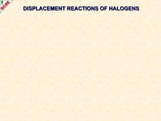 DISPLACEMENT REACTIONS OF HALOGENSDISPLACEMENT REACTIONS OF HALOGENS
 
