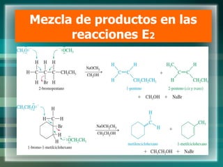 Mezcla de productos en las
reacciones E2
 