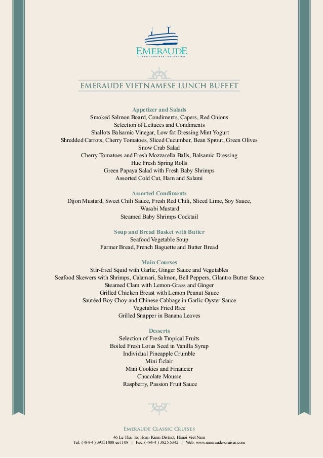 the best halong bay restaurant on the emeraude introduces new buffet menus since september 2014 2 638