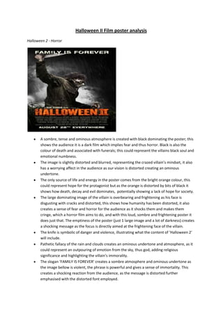                                                     Halloween II Film poster analysis<br />Halloween 2 - Horror               <br />,[object Object]