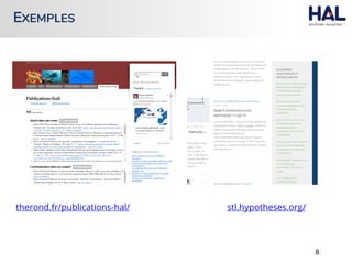 therond.fr/publications-hal/ stl.hypotheses.org/
8
EXEMPLES