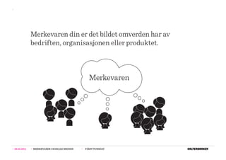 >>




                  Merkevaren din er det bildet omverden har av
                  bedriften, organisasjonen eller produktet.



                                                            Merkevaren




>>   08.02.2011   >>   MERKEVARER I SOSIALE MEDIER   >>   FIRST TUESDAY
 