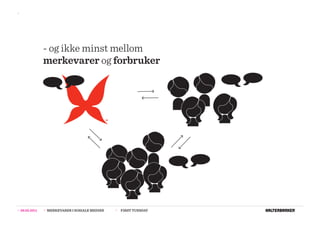 >>




                  - og ikke minst mellom
                  merkevarer og forbruker




>>   08.02.2011   >>   MERKEVARER I SOSIALE MEDIER   >>   FIRST TUESDAY
 
