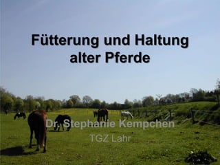 Fütterung und Haltung
alter Pferde

Dr. Stephanie Kempchen
TGZ Lahr

 