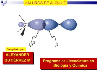 HALUROS DE ALQUILO
Compilado por:
ALEXÁNDER
GUTIÉRREZ M.
ALEXÁNDER
GUTIÉRREZ M. Programa de Licenciatura en
Biología y Química
Programa de Licenciatura en
Biología y Química
 