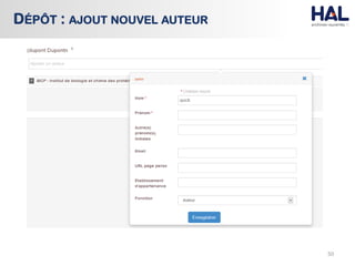 50
DÉPÔT : AJOUT NOUVEL AUTEUR
 