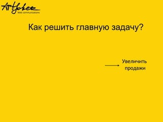 Как решить главную задачу?
Увеличить
продажи
 