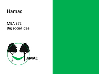 Hamac 
MBA 872 
Big social idea 
AMAC 
 