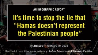It’s time to stop the lie that “Hamas doesn’t represent the Palestinian people” - An Infographic Report by Jon Sutz 29Feb2024