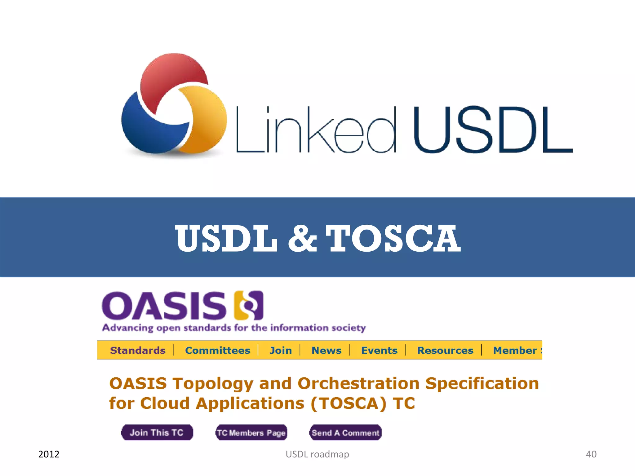 USDL & TOSCA




2012       USDL roadmap   40
 