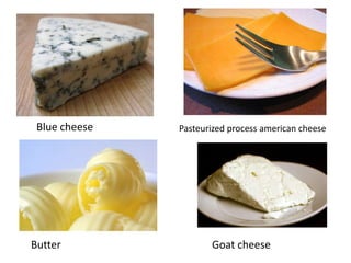 Blue cheesePasteurizedprocessamericancheeseButterGoatcheese