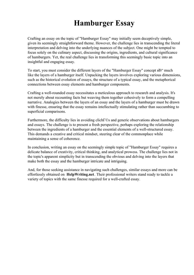 Hamburger Essay pdf