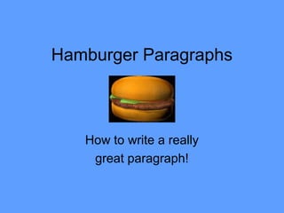 Hamburger Paragraphs



   How to write a really
    great paragraph!
 