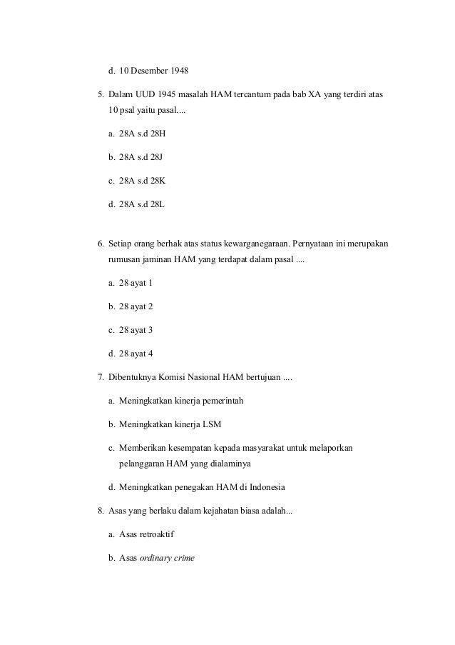 HAM dalam UUD 1945