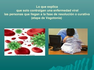 Lo que explica
que solo contraigan una enfermedad viral
las personas que llegan a la fase de resolución o curativa
(etapa de Vagotonía)
 