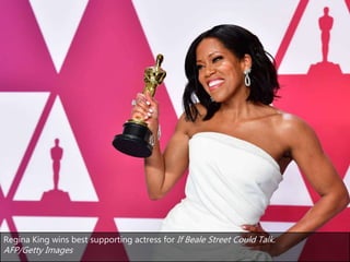 Regina King wins best supporting actress for If Beale Street Could Talk.
AFP/Getty Images
 