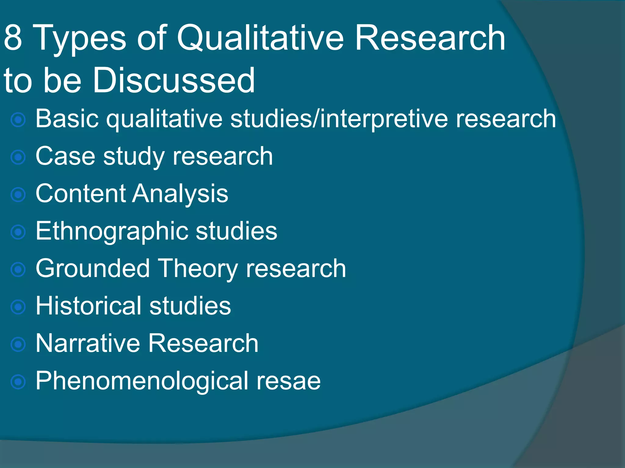 types of qualitative research | PPTX