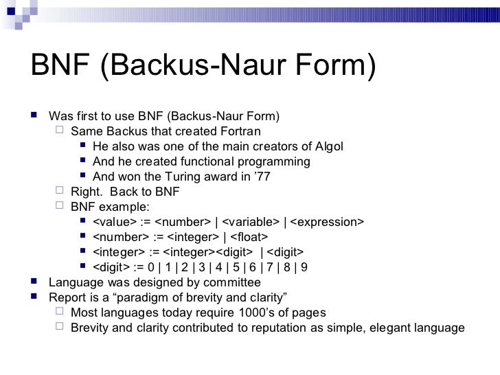 algol ailesi programlama dilleri backus naur form