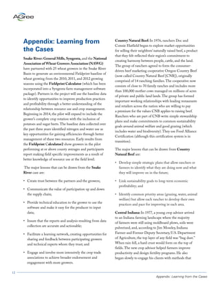 12 
Appendix: Learning from the Cases 
Appendix: Learning from 
the Cases 
Snake River: General Mills, Syngenta, and the N...