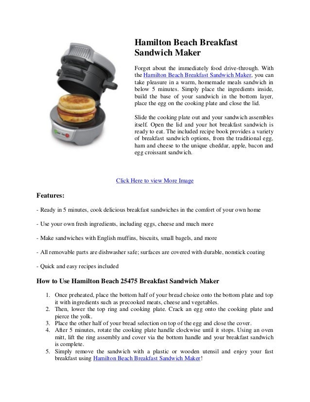 Hamilton Beach Breakfast Maker Directions Hamilton Beach Brewstation
