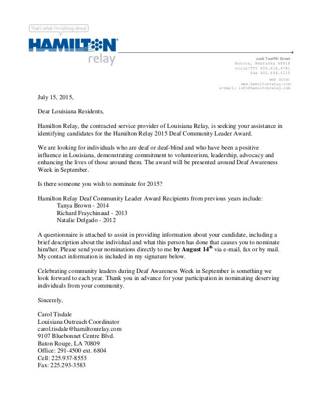 thank you letter for nomination image collections letter format nomination letter