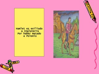 Hamlet es exiliado a Inglaterra Por haber matado a Polonio 