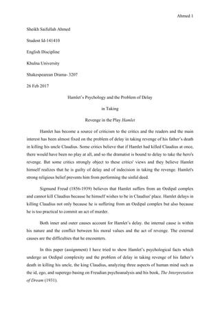 Hamlet Practical Hamlet’s Procrastination | PDF