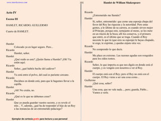 Ejemplar de cortesía  gratis  para lectura y uso personal 101 www.interlectores.com Hamlet de  William Shakespeare 
