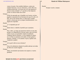 Ejemplar de cortesía  gratis  para lectura y uso personal 140 www.interlectores.com Hamlet de  William Shakespeare 