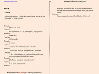 Ejemplar de cortesía  gratis  para lectura y uso personal 15 www.interlectores.com Hamlet de  William Shakespeare 