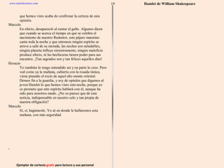 Ejemplar de cortesía  gratis  para lectura y uso personal 19 www.interlectores.com Hamlet de  William Shakespeare 