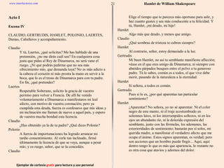 Ejemplar de cortesía  gratis  para lectura y uso personal 21 www.interlectores.com Hamlet de  William Shakespeare 