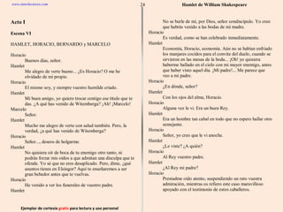 Ejemplar de cortesía  gratis  para lectura y uso personal 24 www.interlectores.com Hamlet de  William Shakespeare 