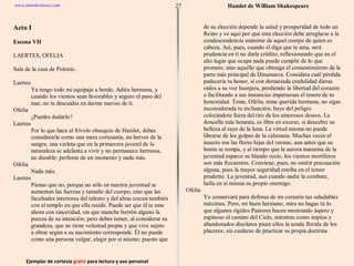 Ejemplar de cortesía  gratis  para lectura y uso personal 27 www.interlectores.com Hamlet de  William Shakespeare 