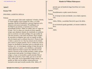 Ejemplar de cortesía  gratis  para lectura y uso personal 29 www.interlectores.com Hamlet de  William Shakespeare 