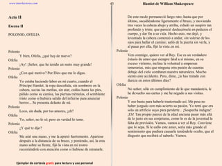 Ejemplar de cortesía  gratis  para lectura y uso personal 43 www.interlectores.com Hamlet de  William Shakespeare 