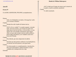 Ejemplar de cortesía  gratis  para lectura y uso personal 45 www.interlectores.com Hamlet de  William Shakespeare 