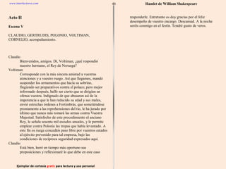 Ejemplar de cortesía  gratis  para lectura y uso personal 46 www.interlectores.com Hamlet de  William Shakespeare 
