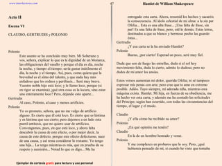 Ejemplar de cortesía  gratis  para lectura y uso personal 47 www.interlectores.com Hamlet de  William Shakespeare 