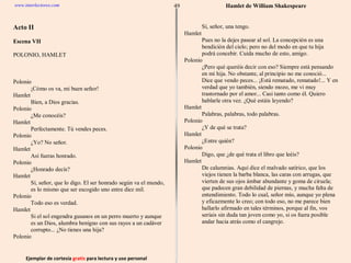 Ejemplar de cortesía  gratis  para lectura y uso personal 49 www.interlectores.com Hamlet de  William Shakespeare 