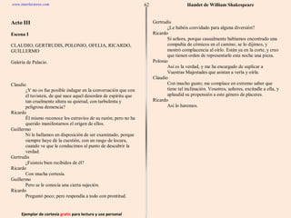 Ejemplar de cortesía  gratis  para lectura y uso personal 62 www.interlectores.com Hamlet de  William Shakespeare 