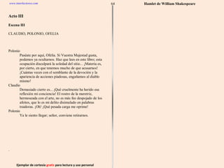 Ejemplar de cortesía  gratis  para lectura y uso personal 64 www.interlectores.com Hamlet de  William Shakespeare 