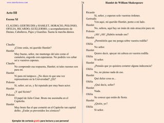 Ejemplar de cortesía  gratis  para lectura y uso personal 74 www.interlectores.com Hamlet de  William Shakespeare 