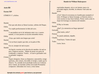 Ejemplar de cortesía  gratis  para lectura y uso personal 79 www.interlectores.com Hamlet de  William Shakespeare 