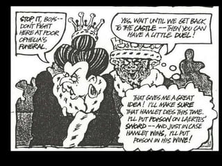 Hamlet is rude to everyone
Hamlet
Hamlet
Polonius
Ophelia
You are a fishmonger
My Lord!
I loved you not! Get
thee to a nunnery! My Lord?!
 