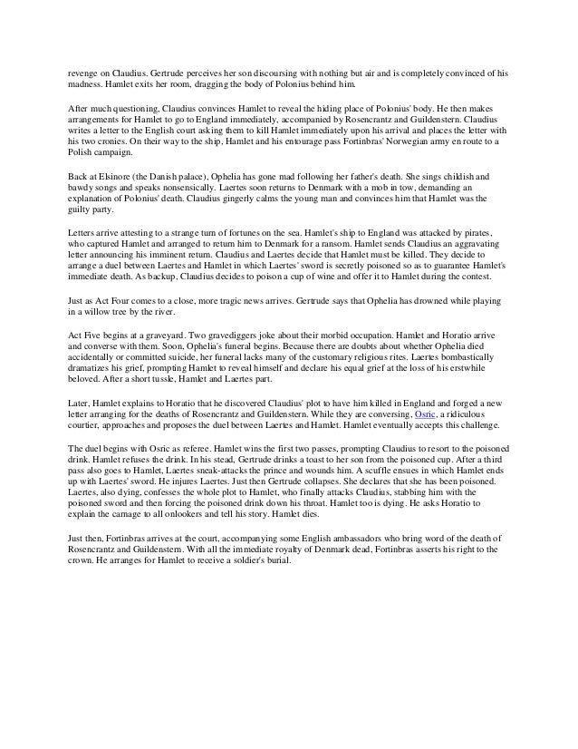 hamlet summary what news is revealed in hamlet s letter to horatio