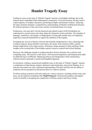Hamlet Tragedy Essay | PDF